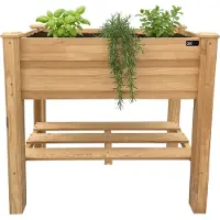 Axi Ari Hochbeet mit Ablagefläche aus Holz in Braun | Pflanzkübel / Pflanzkasten auf Stelzen für Garten / Balkon / Terrasse | 86,5 x 46 x 85 cm