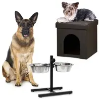 Relaxdays 2-tlg. Hunde Set Braun,Schwarz,Silber