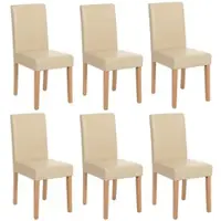 Mendler 6er-Set Esszimmerstuhl Stuhl Küchenstuhl Littau Kunstleder, creme, helle Beine