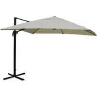 Mendler Gastronomie-Ampelschirm HWC-A96, Sonnenschirm, 3x3m (Ø4,24m) Polyester/Alu 23kg creme-grau ohne Ständer