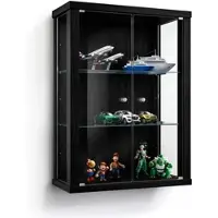 K-Möbel Hängevitrine Glas 80x60x25 cm Made in Germany mit 2 Höhenverstellbaren ESG Glasböden Schwarz