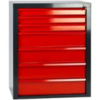 Proregal Schubladenschrank Kobra mit 7 Schubladen | HxBxT 90x70x43,5cm | Anthrazitgrau/Rot