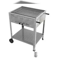 ChattenGlut Professional 3er Holzkohle Bräter Standgerät mobil Grill mit Einzelne Edelstahlstäbe als Rost 650X530x800mm