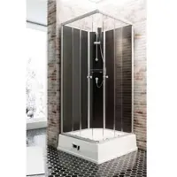 Schulte Fertigdusche Korfu 94 x 94 x 215 cm alu-natur inkl. Boiler und Pumpe