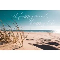 A.S. Création Vliestapete "Strand Spruch Beige Türkis Tapete „Happy Mind“" matt glatt