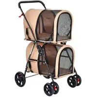 Costway 2 Etagen Hundewagen Buggy Bis 16 kg Beige