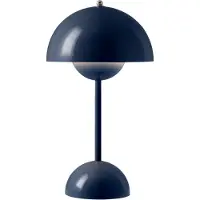 Andtradition Flowerpot VP9 LED-Akku-Tischlampe stahlblau IP44, &TRADITION &Tradition, Flowerpot VP9, dimmbar, Blau, für Wohnzimmer, Kunststoff, Design