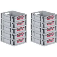Proregal Spar Set 10x Eurobox Nextgen Color HxBxT 12 x 30 x 40 cm 11 Liter Griffe Rot Offen Glatter Boden Eurobehälter Transportbox