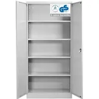 Proregal Stahlschrank BEE mit 6 lackierten Fachböden | HxBxT 195x92x50cm | Grau-Grau | Werkstattschrank Werkzeugschrank Aktenschrank Universalschrank