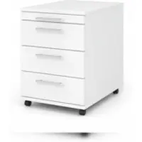 Proregal Rollcontainer Karri | Weiß | HxBxT 59x42,8x58cm | Relinggriff | 3 Schübe | Kugelführung, Teilauszug