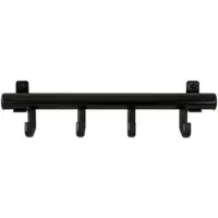 Proregal Kompakte Aluminium Wandgarderobe mit 4 Kunststoffhaken | HxBxT 10x41x7,5cm | Schwarz