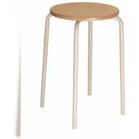 Proregal Stapelhocker Oakland High | HxØ 58x35cm | Tragfähigkeit 110kg | Buche-Sitz | Stahlfüße | Lichtgrau/Buche