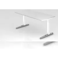 Proregal - Büromöbel mit top Leistungsdaten Schreibtisch Mika | Weiß | Weißes Gestell poliert | BxT 160x80cm | Arbeitshöhe 65-85cm | höhenjustierbar, 1cm Raster | C-Fuß-Gestell | Rechteckform