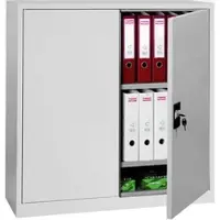 Proregal Flügeltürenschrank Badger | 2 Fachböden | Eurolock Griff Sockel | HxBxT 100x80x38 cm | Grau | Lackiert