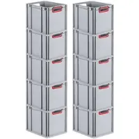 Proregal Spar Set 10x Eurobox Nextgen Color HxBxT 32 x 30 x 40 cm 30 Liter Griffe Rot Offen Glatter Boden Eurobehälter Transportbox