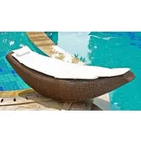 Casa Padrino Luxus Schaukelliege Dunkelbraun / Weiß 230 x 75 x H. 70 cm - Handgewebte Wetterbeständige Gartenliege - Moderne Poolliege - Garten Möbel - Hotel Möbel