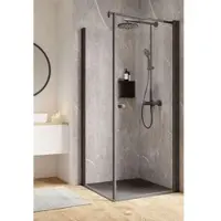Schulte Duschtür mit schwenkbarer Seitenwand mit Drehtür Garant 2.0 90 x 90 x 200 cm Profil schwarz Klarglas Türanschlag