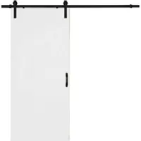 Inova Holzschiebetür 775 x 2065 mm, Weiß, Komplettset mit offener Laufschiene in Schwarz, ohne Softclose