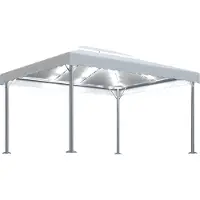 Syfax Pavillon mit LED-Lichterkette 400x300 cm Cremeweiß Aluminium