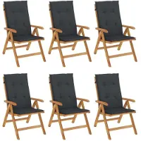 Syfax Gartenstühle mit Kissen 6 Stk. Massivholz Teak
