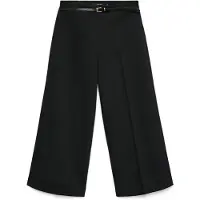 Vero Moda Anzughose "VMELMA HW WIDE CULOTTE BELT PANT NOOS", Damen, Gr. L (40), Länge 32, schwarz, Web, Obermaterial: 95% Polyester, 5% Elasthan, unifarben, 7/8-Länge, Hosen Anzughose