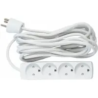Microconnect Stikkontaktdåse 4 runde med jord med 5 mtr ledning 10A 250V hvid