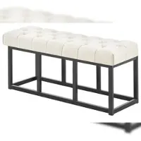 DELUKE Sitzbank MEXICO - Stoff Creme 100x38x46 cm | Sitzbank Flur Sitzhocker Esszimmerbank Polsterbank Schlafzimmerbank