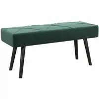 OKWISH Polsterbank Bettbank Flurbank 100x36x45 cm Grün in Samtoptik, bequem gepolstert, X-Steppung, Stahlbeine, belastbar bis 120 kg