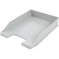 Proregal Stapelbare Briefablage aus Kunststoff | HxBxT 6,5x25,5x34,8cm | Bis DIN A4-Format | 10 Stück | Grau