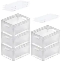 Proregal MegaDeal 5x Transparenter Eurobehälter LightLine mit offenem Griff und Auflagedeckel | HxBxT 22x30x40cm | 24 Liter | Eurobox