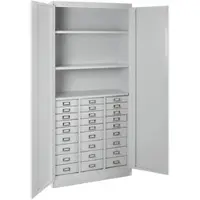 Proregal Schubladenschrank Chinchilla mit 27 Schubladen 3 Ablageboden HxBxT 179 x 80 x 41 cm Lichtgrau