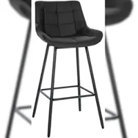 DELUKE Barhocker VISEN - Kunstleder Schwarz 49x56x104 cm | Barstuhl Mit Lehne Tresenhocker Tresenstuhl Kneipenhocker Kneipenstuhl