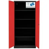Proregal Stahlschrank Bee 4 Fachböden HxBxT 195 x 92 x 60 cm Pulverbeschichtetes & Verstärktes Fachbodenmaterial Schwarz & Rot