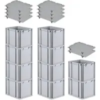 Proregal SparSet 10x Eurobox NextGen Grip mit Auflagedeckel mit 4 Schwarzen Schiebeschnappverschlüssen HxBxT 32 x 30 x 40 cm 30 Liter