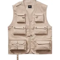 Brandit funktionale Herren Jacke Reißverschluss Taschen Beige