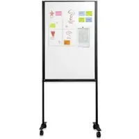 Proregal Magnetisches doppelseitiges Whiteboard für intensive Nutzung, HxB 120x75cm, inkl. schwarzer Stahlrahmen & 4x Rollen, Emaillierter Stahl