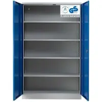 Proregal Stahlschrank BEE mit 6 verzinkten Fachböden | HxBxT 195x120x42cm | Grau-Blau | Werkstattschrank Werkzeugschrank Aktenschrank Universalschrank