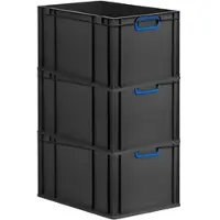 Proregal SuperSparSet 3x Eurobox Nextgen Color HxBxT 32x40x60cm 65 Liter Griffe Blau Geschlossen Schwarz Eurobehälter Transportbox Transportbehälter