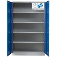 Proregal Stahlschrank BEE mit 9 lackierten Fachböden | HxBxT 195x120x50cm | Lichtgrau-Enzianblau | Werkstattschrank Werkzeugschrank Aktenschrank