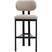 Vente-unique 2er-Set Barhocker aus texturiertem Stoff und schwarzem Kautschukholz - Taupe - YELAZ