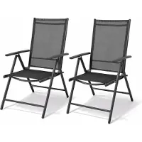 Mojawo 2 Stk. Garten Klappstuhl Aluminium - Textilen Anthrazit / Anthrazit