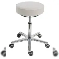 Proregal Drehhocker Indianapolis | Sitzh√∂he 46-59cm | √ò 53cm | Tragfähigkeit 110kg | Kunstleder-Sitz | Aluminium-Fußkreuz mit Rollen | Weiß