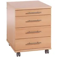 Proregal Rollcontainer Eagle HxBxT 57 x 42 x 50 cm mit Rollen 4 Schubladen Buche