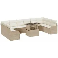 vidaXL Gartensofa-set 11 stk. 10-Sitzanzahl Beige Poly Rattan