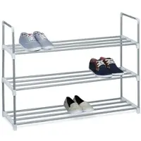 Relaxdays 2 x Schuhregal Metall 3 Etagen Weiß,Silber