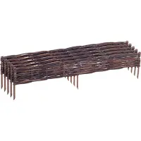Relaxdays Beeteinfassung, Weide, 5er Set, HxB: 10 x 100 cm, zum Stecken, Beet & Rasen, niedrige Beetumrandung, braun