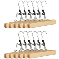 Relaxdays 72 x Hosenspanner Holz Hellbraun,Schwarz,Silber