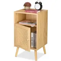 Relaxdays 2x Nachttisch im Rattan-Design Hellbraun
