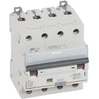 Legrand 411235 DX3 FI/LS-Schalter C-Charakteristik, 20A, 4-polig, 6kA, 30mA, Typ A, 400VAC, 4TE