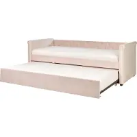 Beliani Tagesbett Pastellrosa Samtstoff für 2 Personen mit Lattenrost 90x200 cm Ausziehbar Knopfheftung Modern Chesterfield Stil Ausziehbett Kinderbett